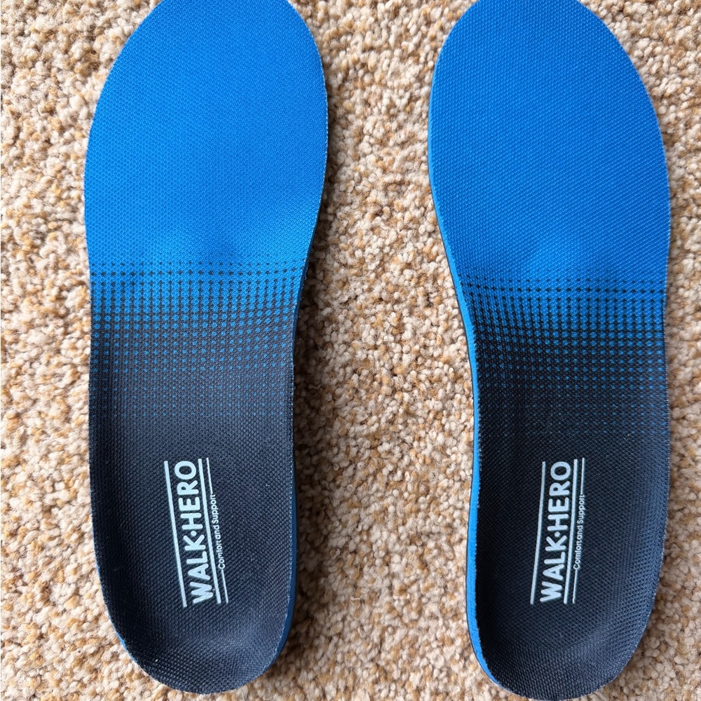 WALK HERO Blue & Black Orthotic Shoe Insoles size 9 Women’s